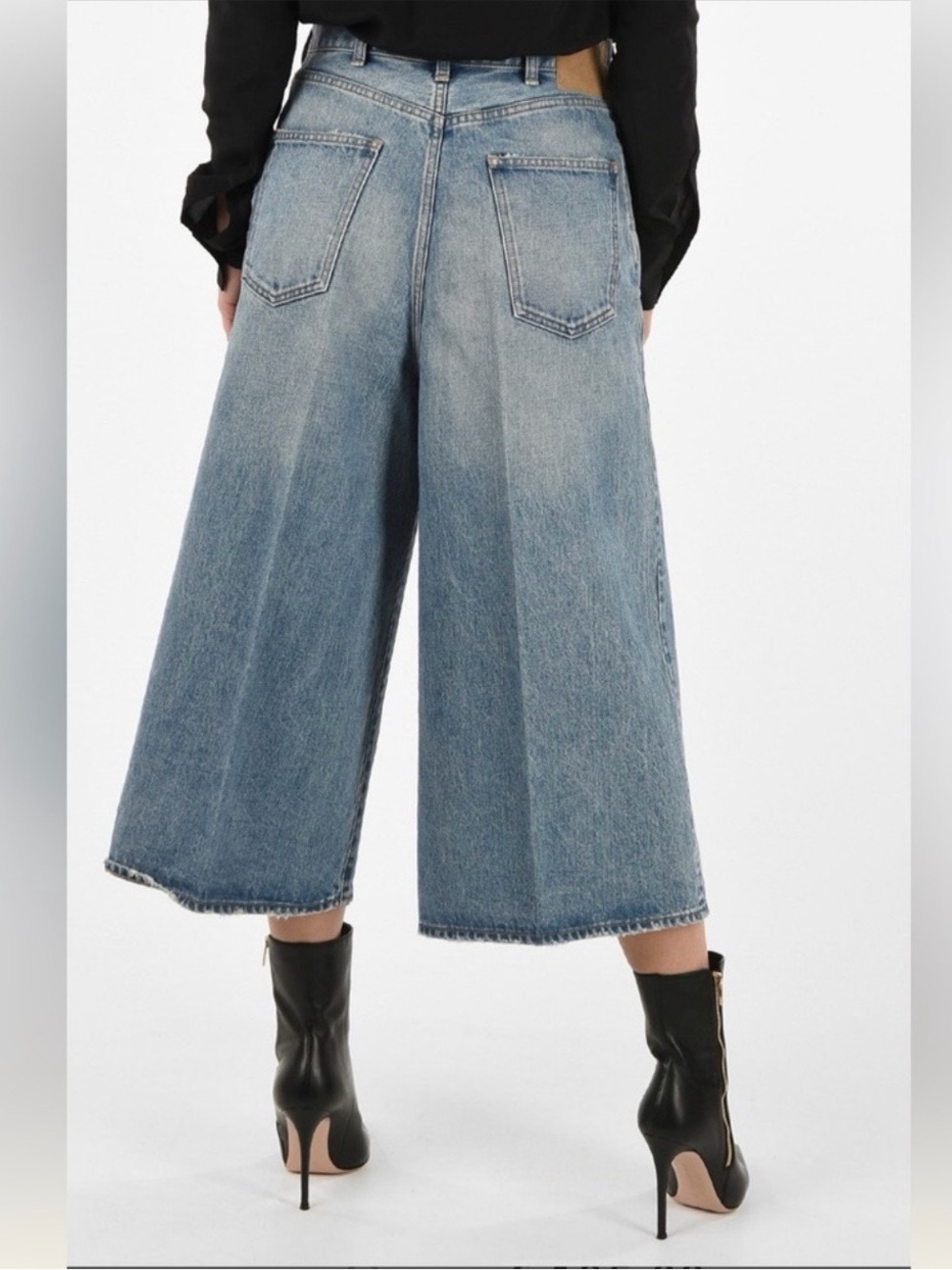 Celine Wide-Leg Cropped Denim Bermudas in Blue new - Picture 2 of 8